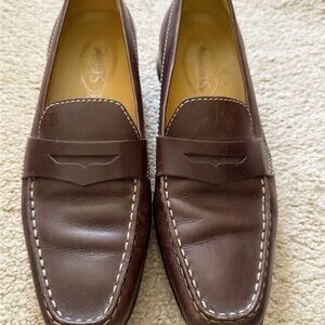 Tod's Brown Leather Penny Loafers Moccasin-Style Flats